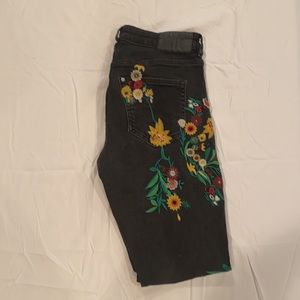 H&M Embroidered Girlfriend Fit Jeans